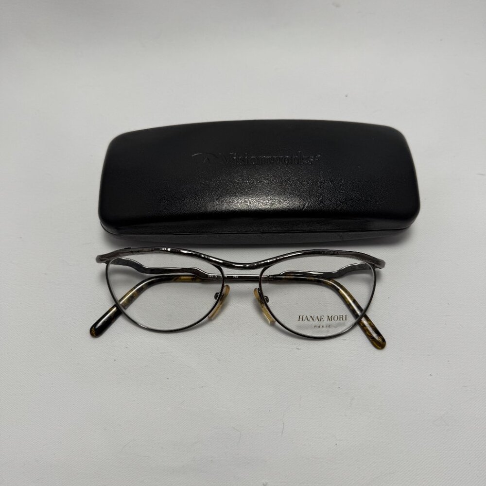 Hanae Mori Paris Gunmetal Eyeglasses - Frames Only